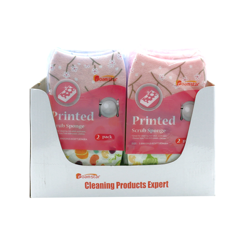 无划痕 - 印刷擦洗菜海绵用于厨房，卫生间及更多